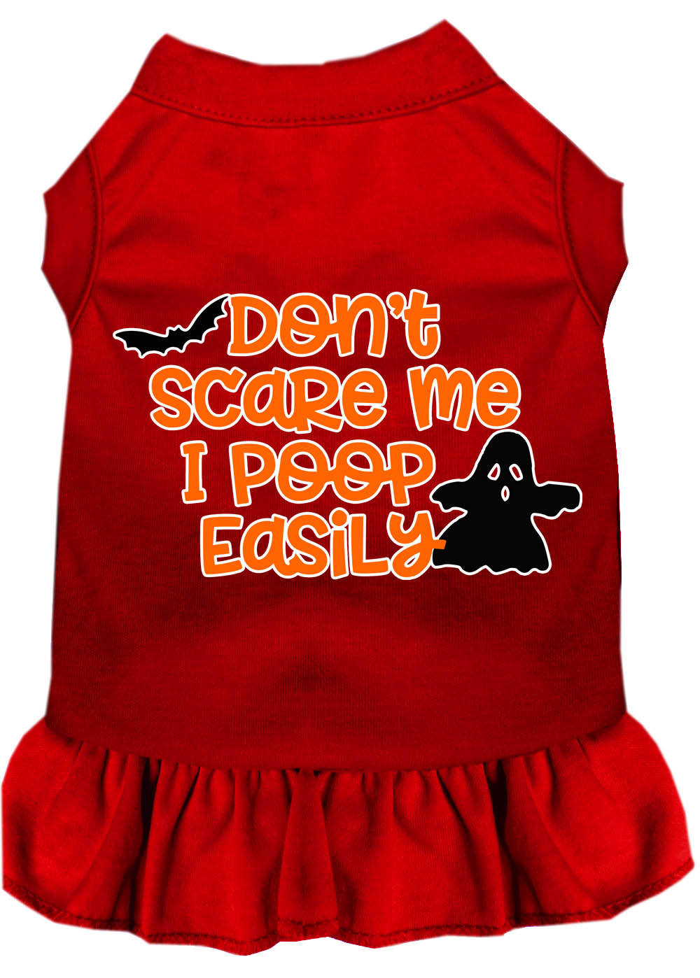 Don't Scare Me, Poops Easily Screen Print Dog Dress Red XXXL